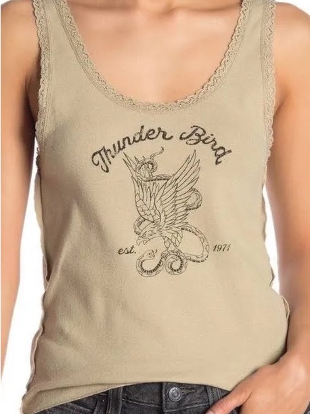 Free People Lace-Trim 'Thunder Bird' Graphic Tank